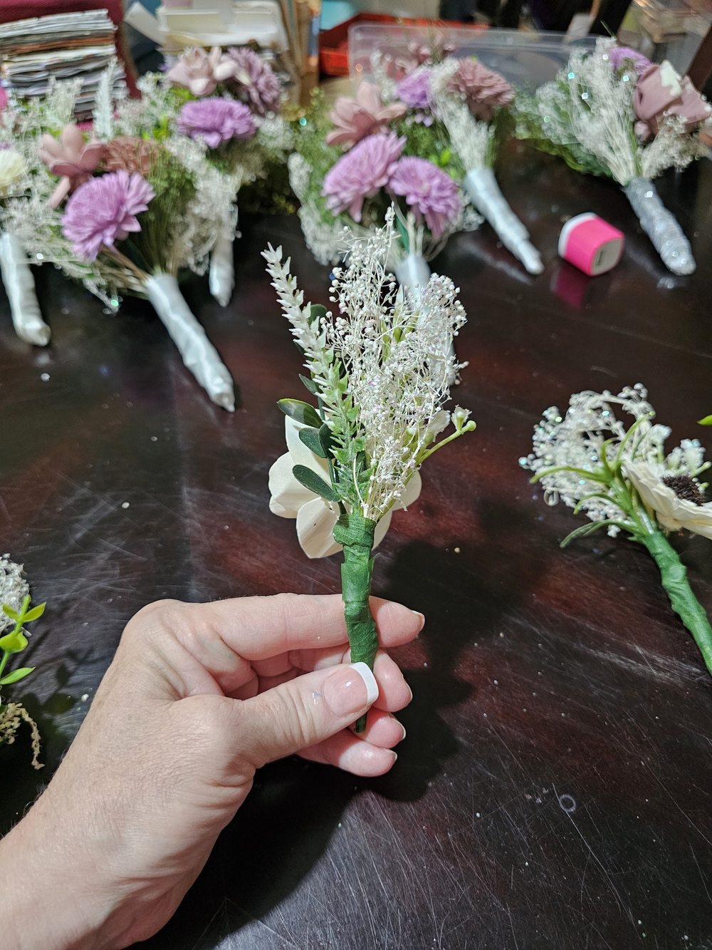 Sola Wood Ivory Floral Boutonniere (4) - Picture 4 of 4
